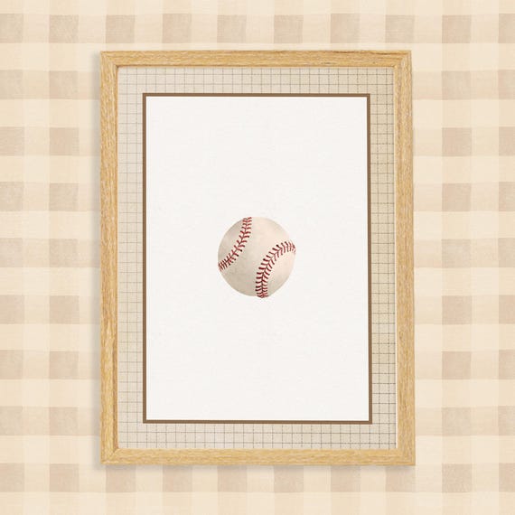 Baseball Ball Wall Art Retro Sports Nursery Print Boys Room Playroom Decor Eclectic Gallery
