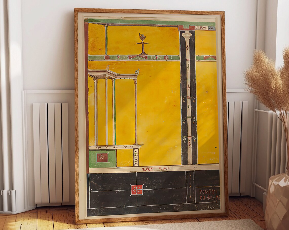 Pompeii Ancient Roman Fresco Watercolor Art Print