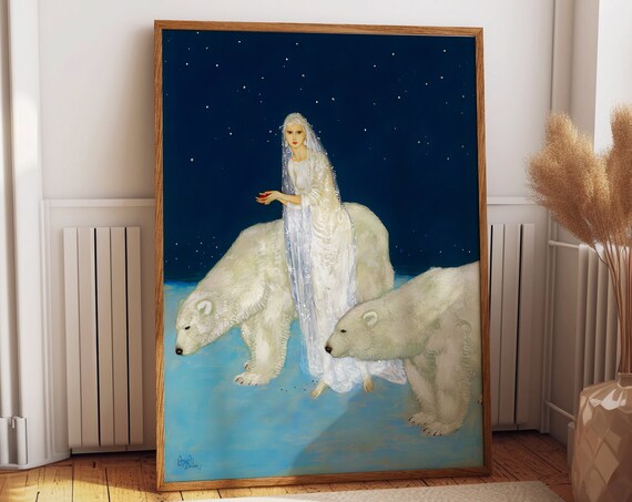 Edmund Dulac Princess With Polar Bears Vintage Fairytale Art Poster