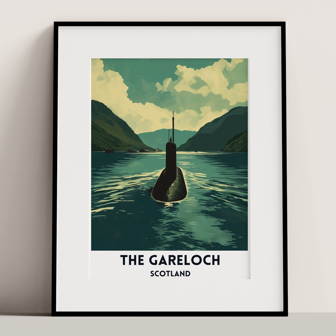 Gareloch Submarine Scottish Travel Poster Print