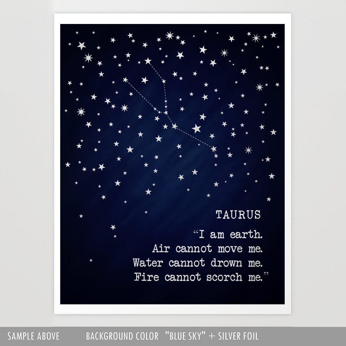 Taurus Zodiac Constellation Gold Foil Starry Night Astrology Wall Art - Image 2