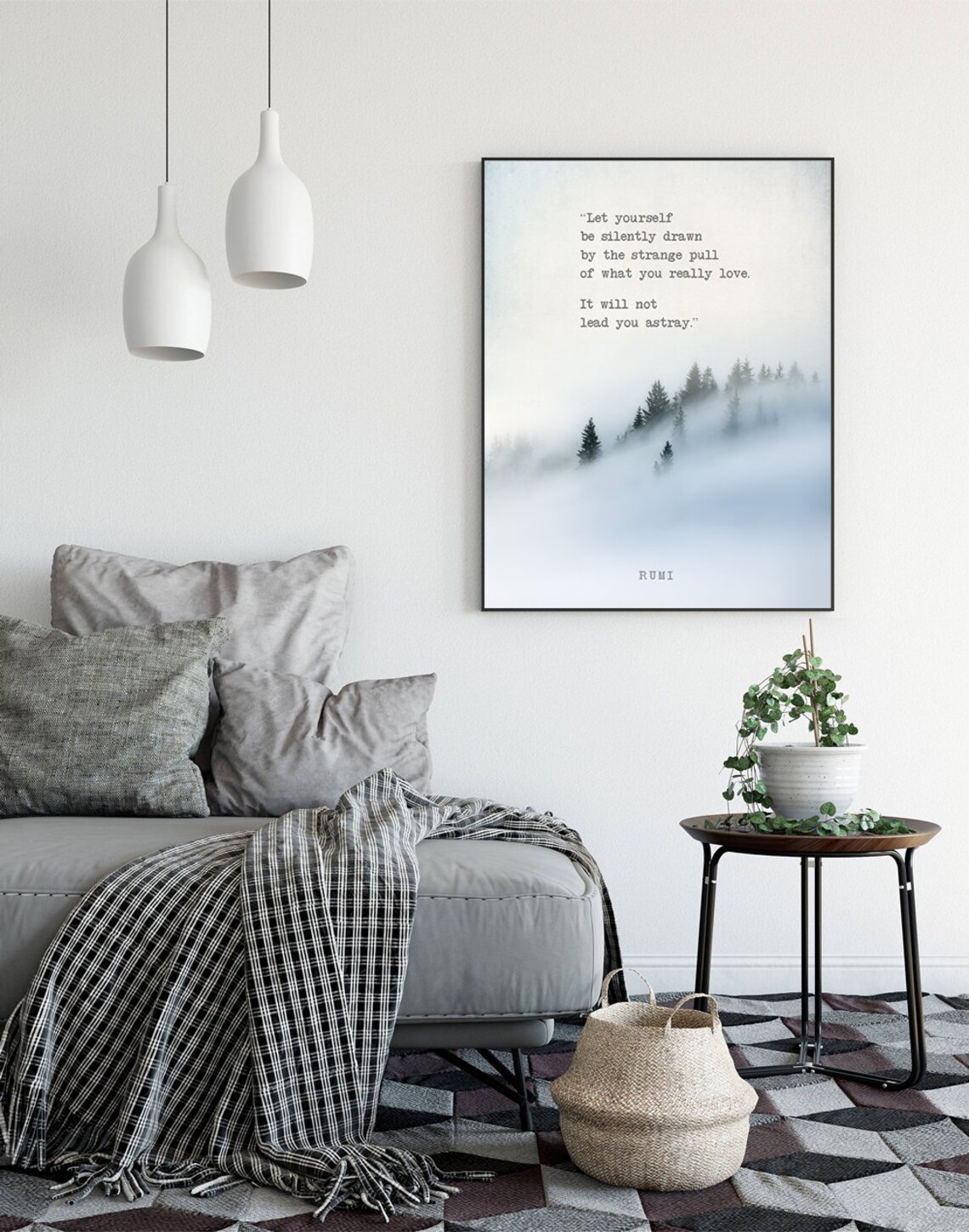 Rumi Quote Forest Trees in Fog, Nature Art Print - Image 2