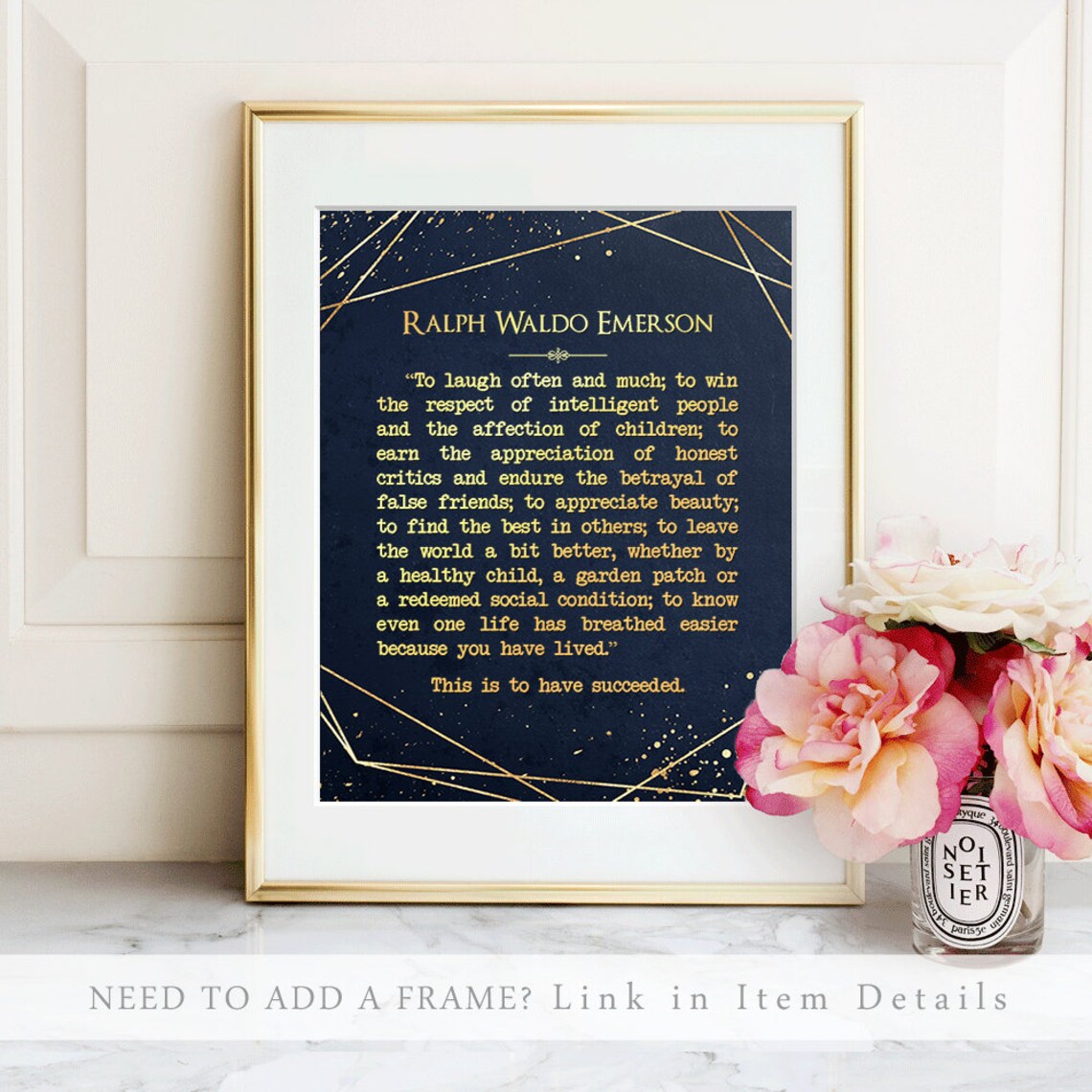 Ralph Waldo Emerson Success Quote Poster Print - Image 2