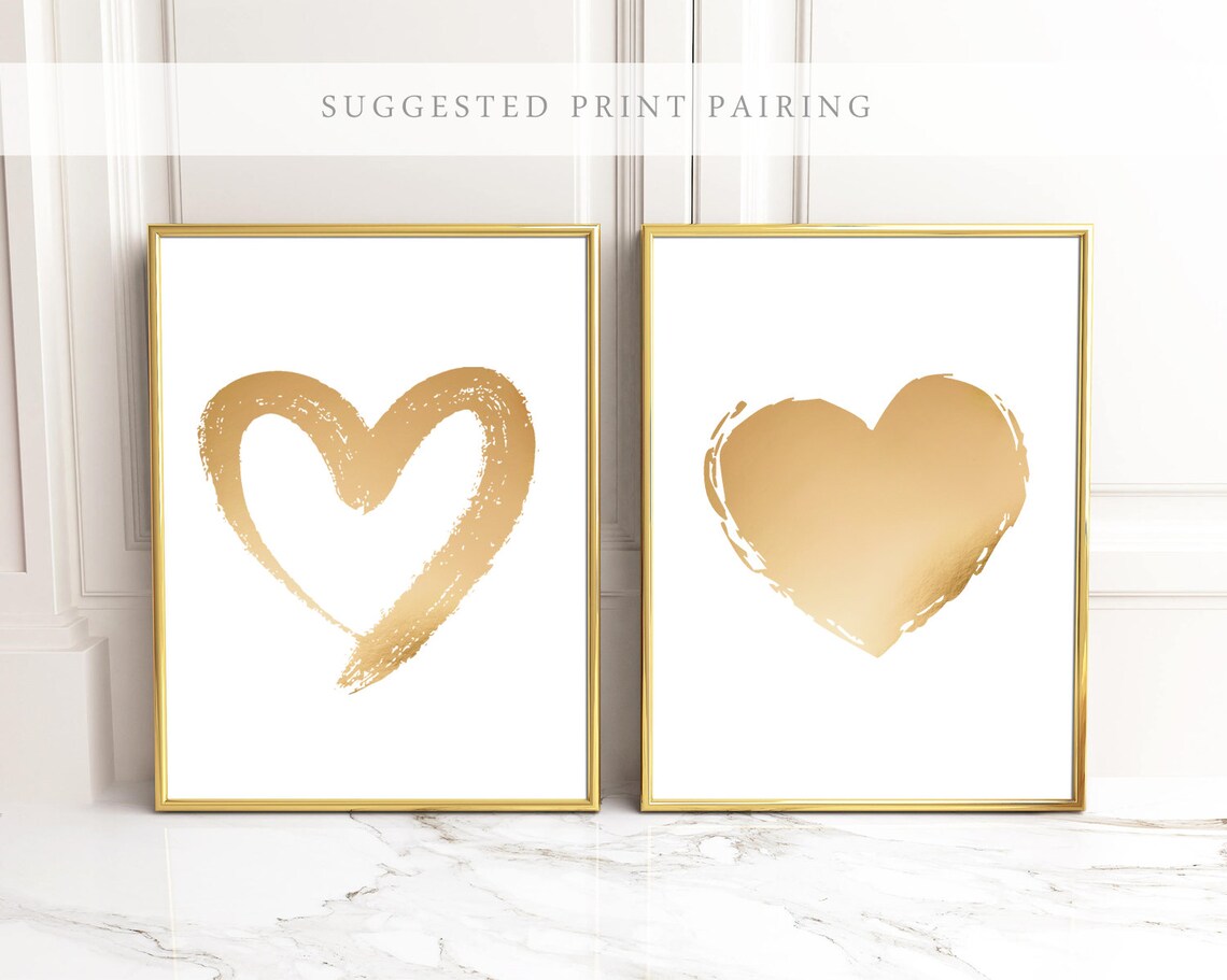 Gold Foil Brushstroke Heart Minimalist Modern Love Art Print - Image 3