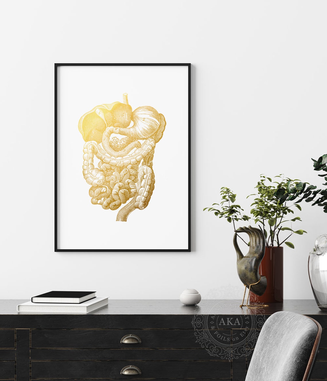 Digestive System Anatomy Gold Foil Vintage Medical Office Wall Art - Image 5