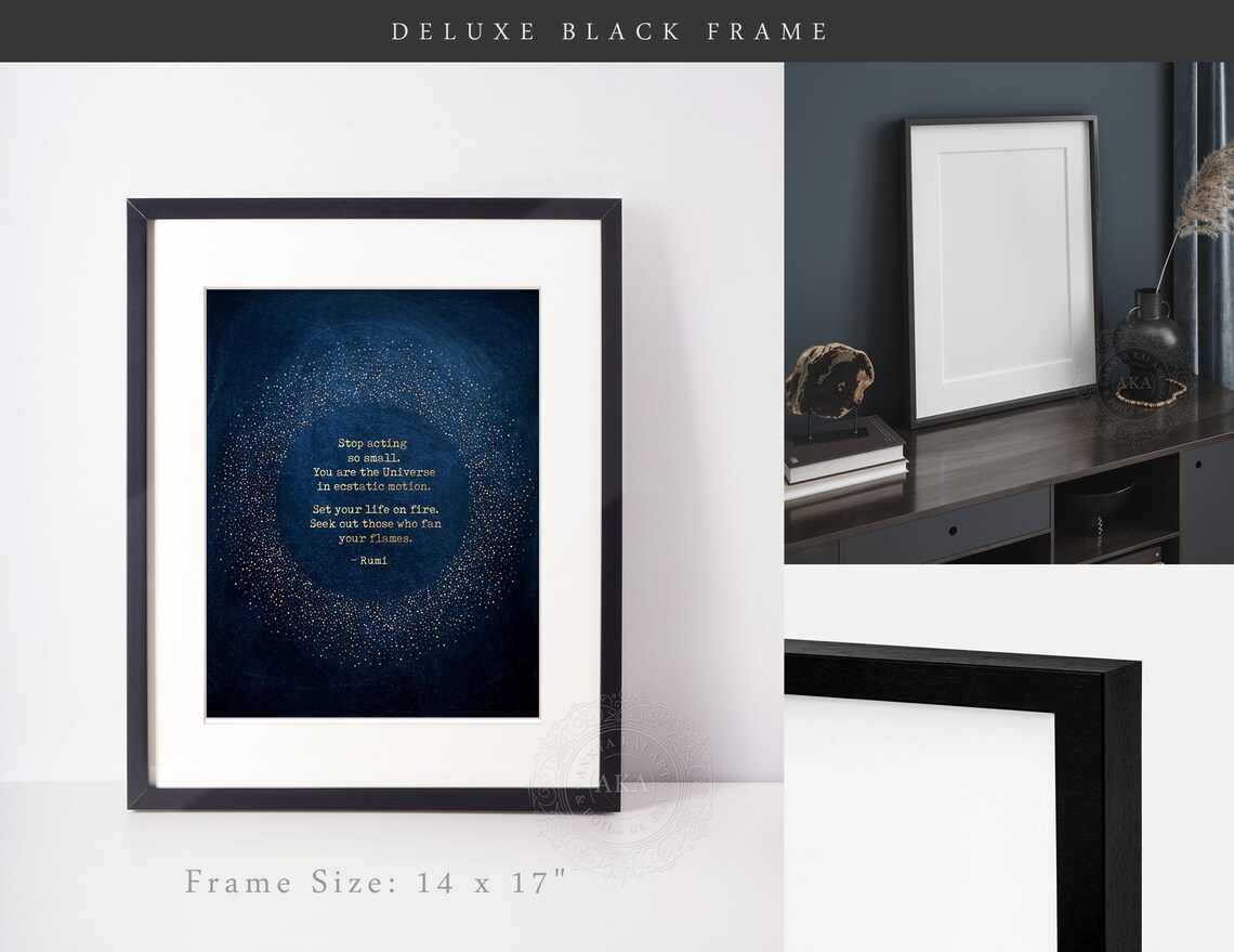 You Are The Universe Rumi Quote Gold Stardust Midnight Navy Wall Art - Image 2