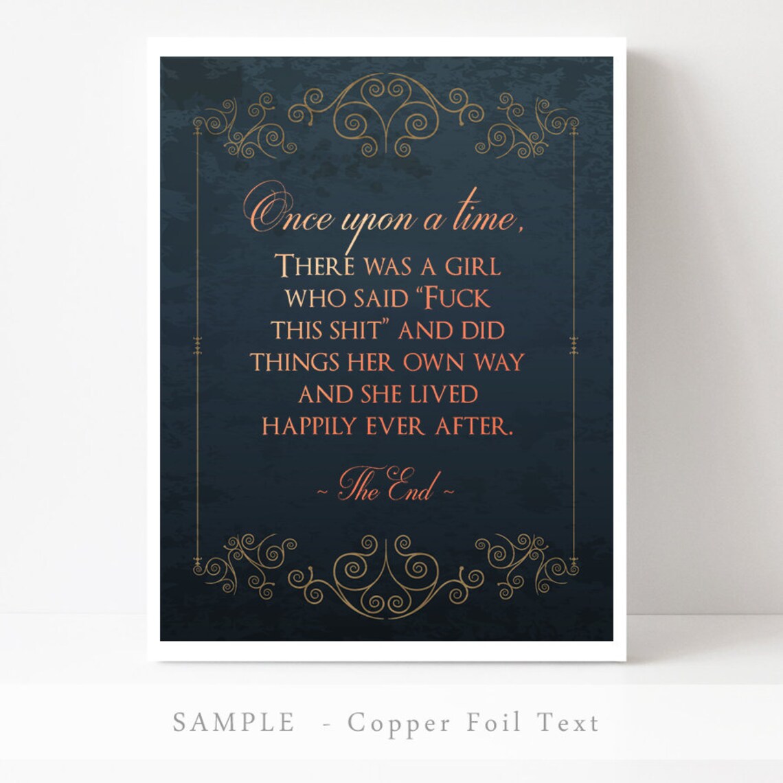 Funny Birthday Girl Once Upon A Time Quote Gold Foil Wall Art - Image 3