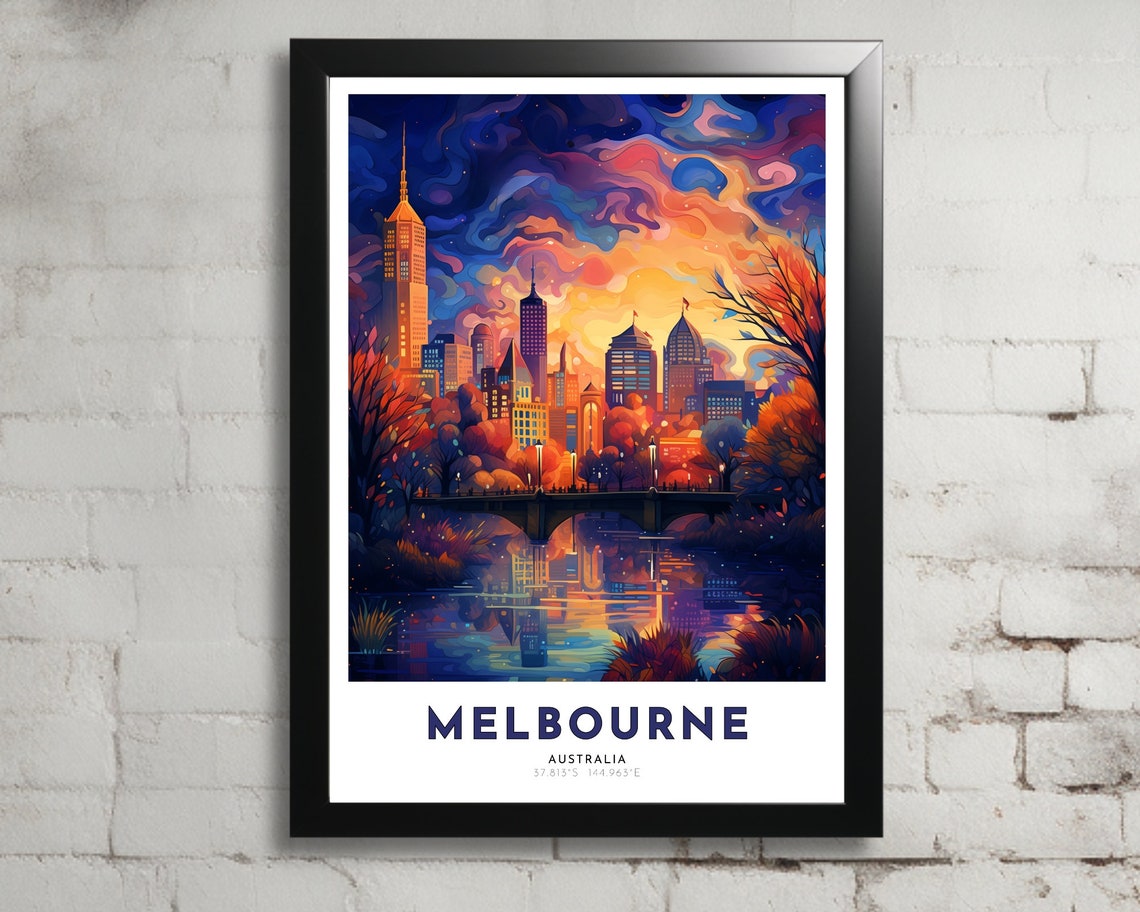 Melbourne Travel Poster Of Australia Art Nouveau Gift For Lovers Of Melbourne Australia Wall Art Decor Print Of Victoria Painting