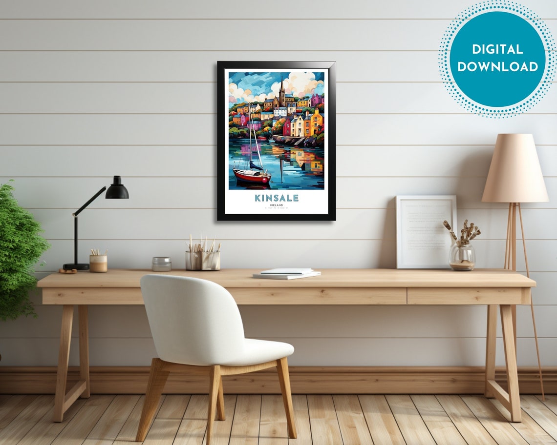 Kinsale Travel Poster Of Ireland Art Nouveau Gift For Lovers Of Kinsale Ireland Wall Art Decor Of Cork Painting - Image 2