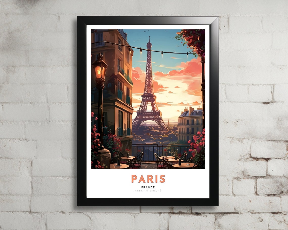 Paris Travel Poster Of France Art Nouveau Gift For Lovers Of Paris France Wall Art Decor Of Paris Painting