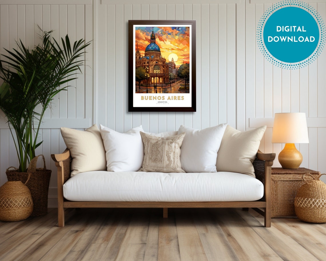 Buenos Aires Argentina Sunset Dome Landmark Travel Poster Art - Image 3