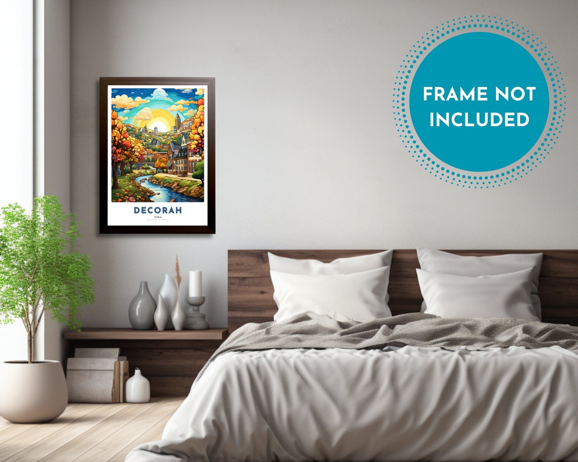 Decorah Travel Poster Of Iowa Art Nouveau Gift For Lovers Of Decorah Iowa Wall Art Decor Print Of Driftless Plains Painting - Image 3