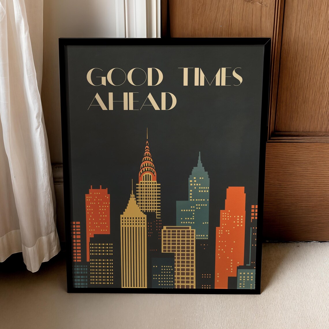 1930s Art Deco NYC Skyline Travel Poster