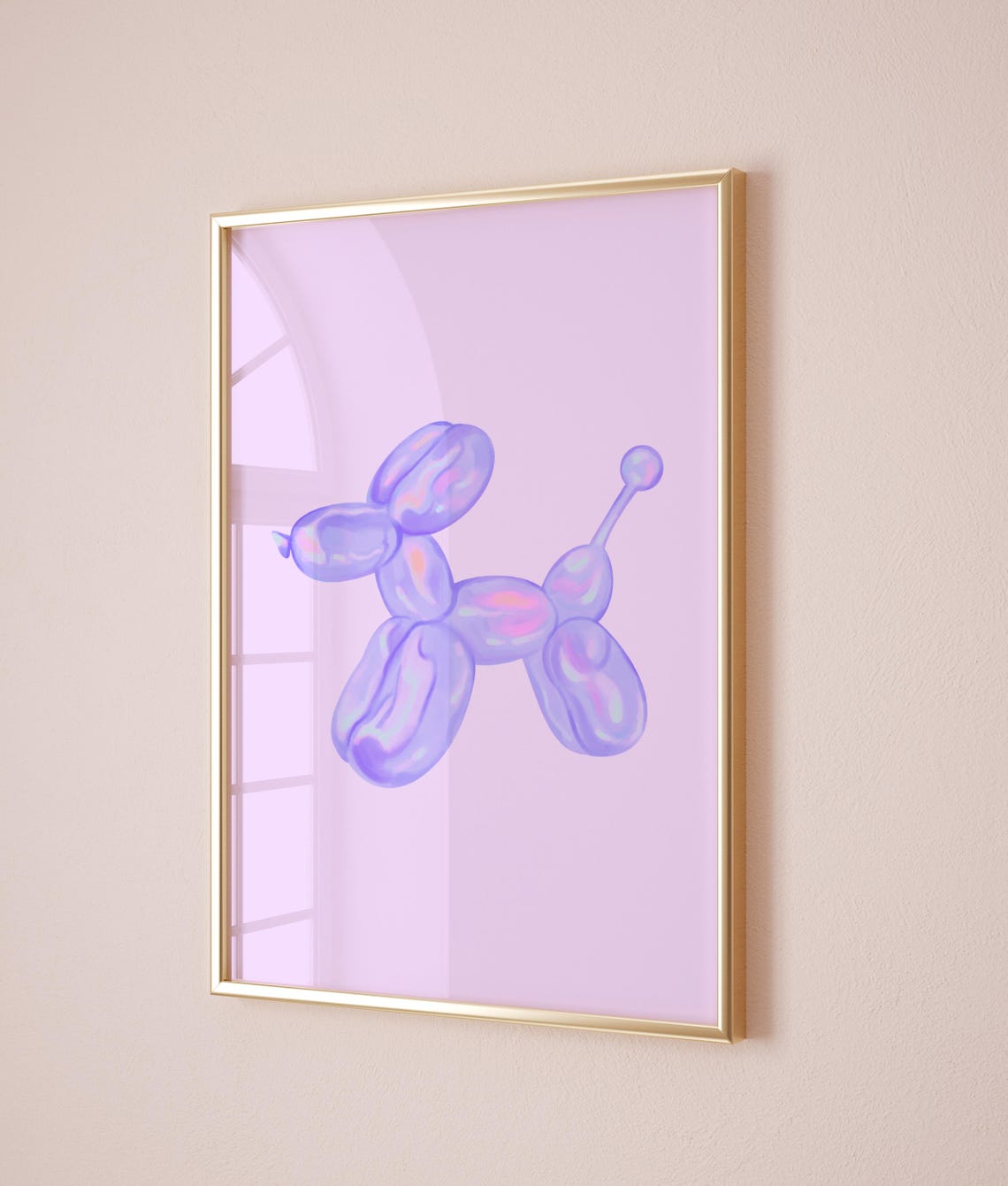 Purple Iridescent Balloon Dog Minimalist Retro Dorm Wall Art - Image 3
