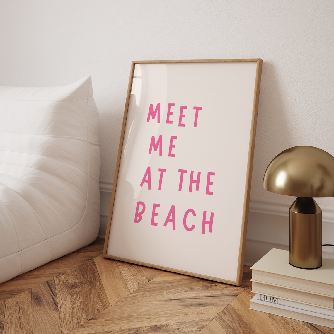 Meet Me at the Beach Pink Coastal Typography Summer Quote Poster