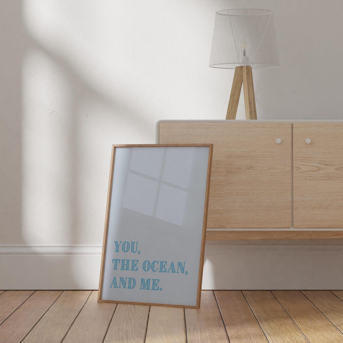 You the Ocean and Me Blue Coastal Typography Romantic Quote Poster - Image 3