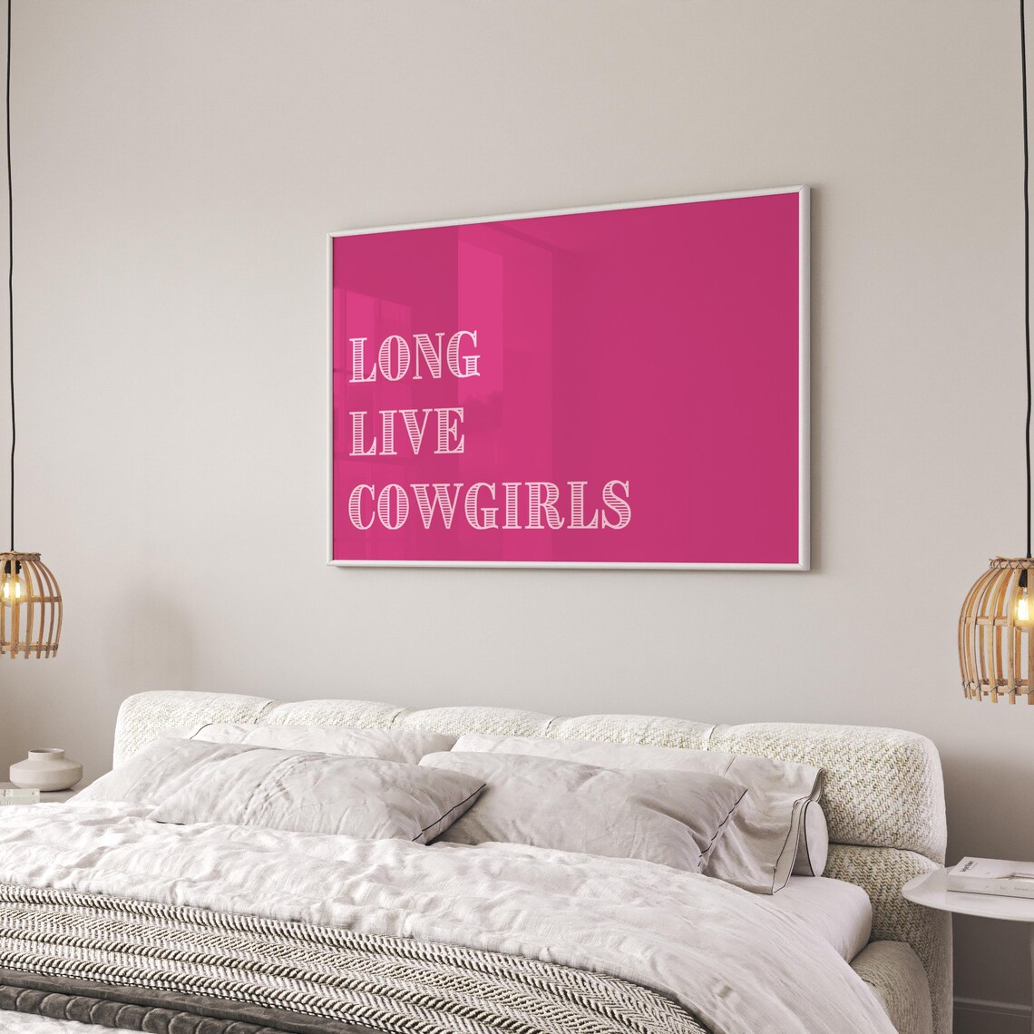 Long Live Cowgirls Hot Pink Western Typography Dorm Room Poster