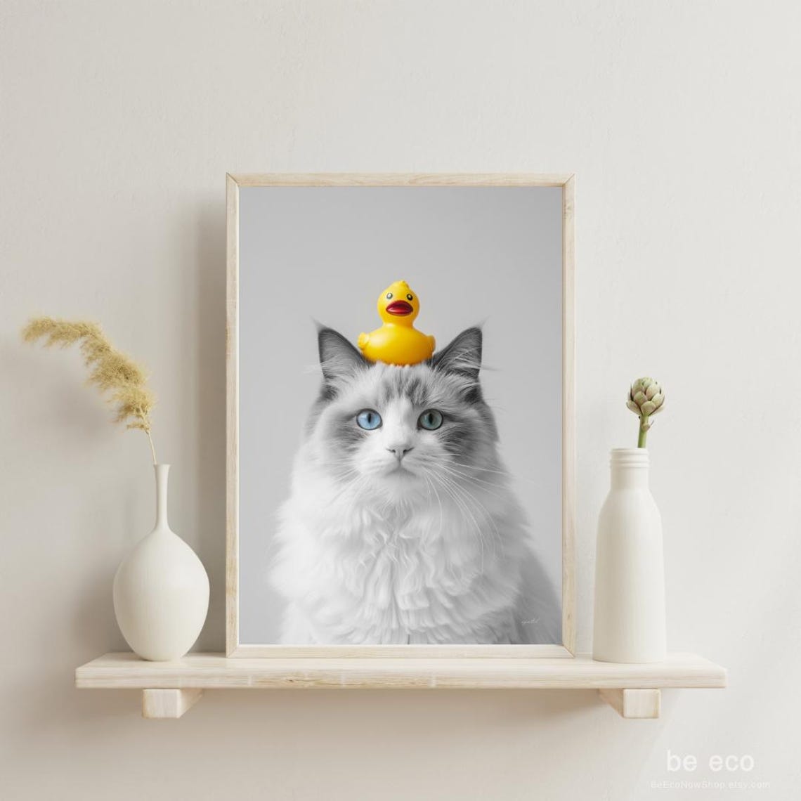 Ragdoll Cat Rubber Duck Funny Bath Time Animal Nursery Wall Art