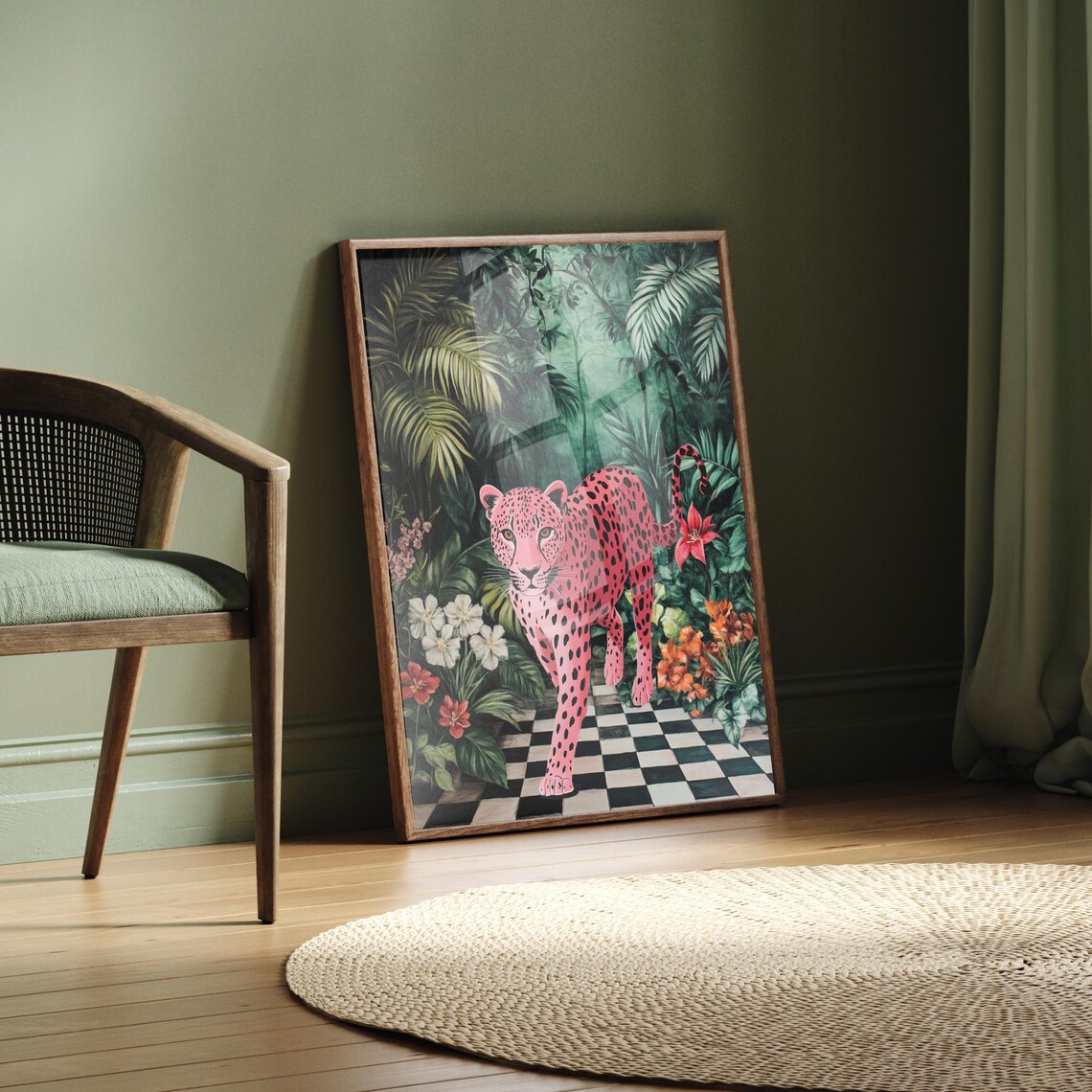 Leopard Art Print Maximalist Hot Pink Animal Decor