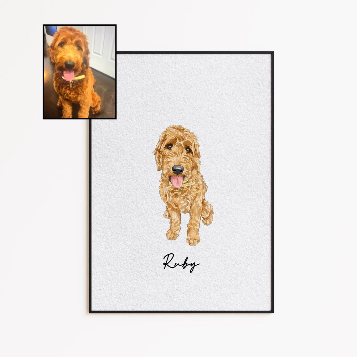 Custom Watercolor Pet Portrait, Minimalist Sketch