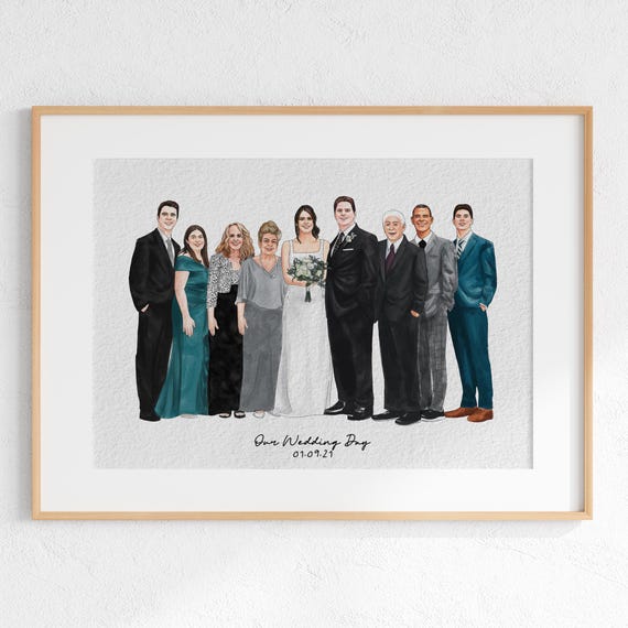 Custom Family Wedding Portrait, Watercolor Art Print