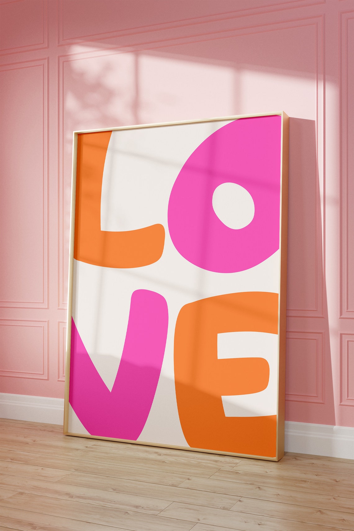 Love Big Bold Modern Pink Orange Retro Typography Quote Poster - Image 2