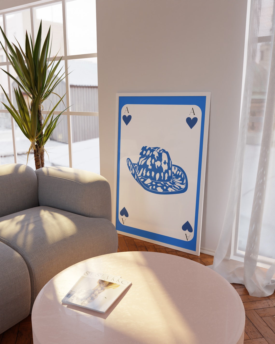 Trendy Poster Lucky Cowgirl Blue Ace Of Hearts Art Print Playing Card Poster Retro Wall Art Preppy Room Aesthetic Gallery Wall Print - Image 2