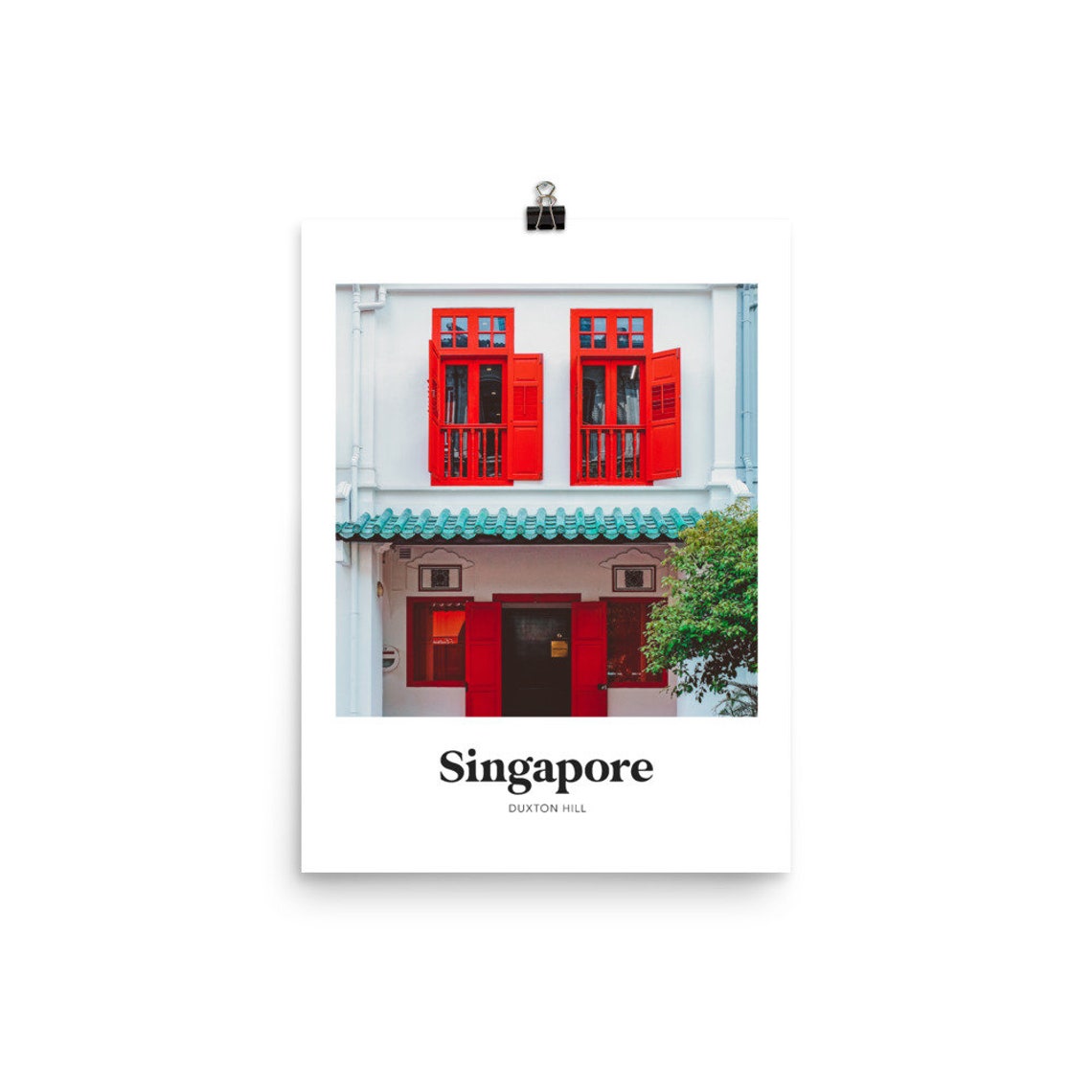 Singapore Duxton Hill Red Shuttered Shophouse Photography Poster - Image 2