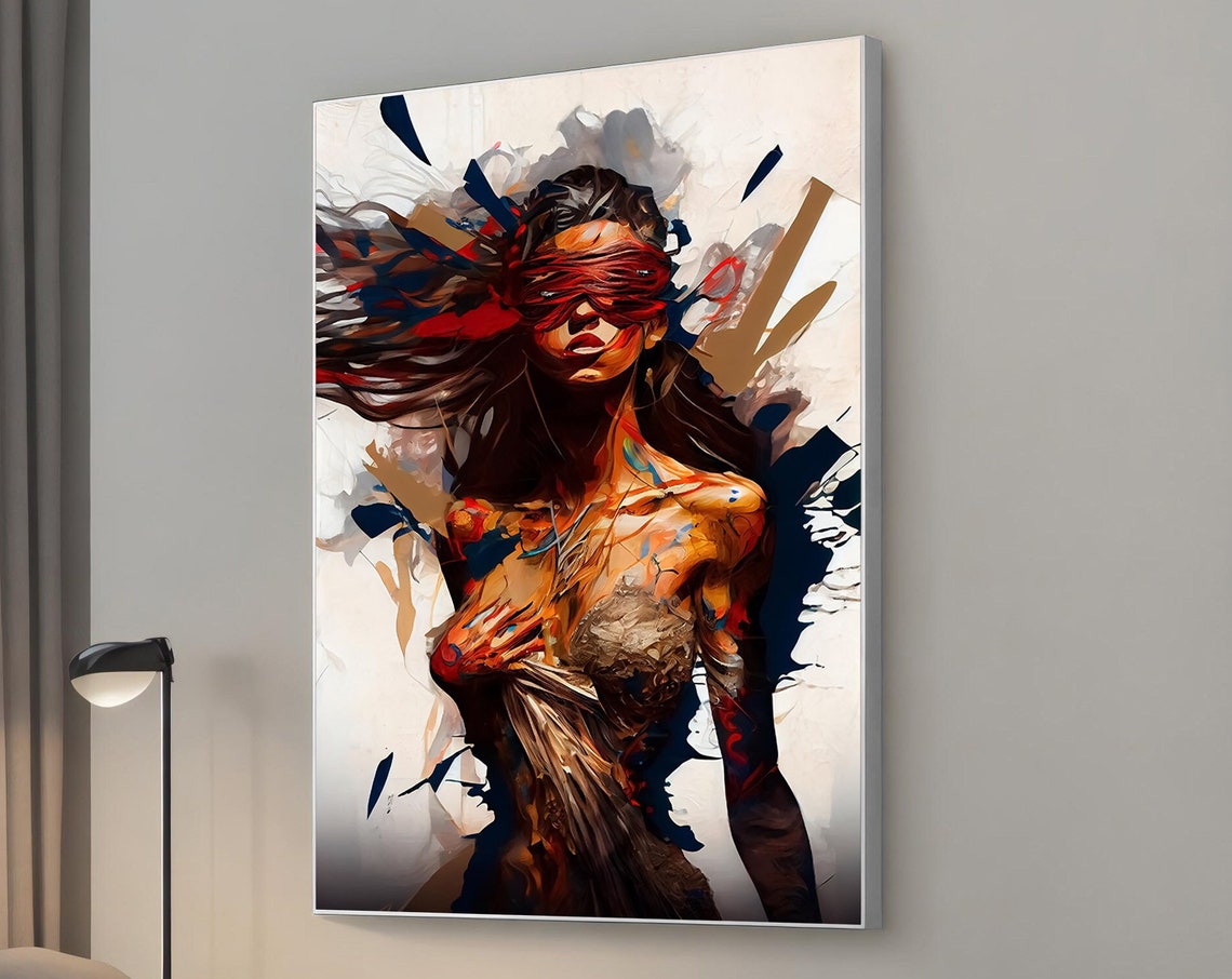 Woman With Flowing Hair Paint Splash Dramatic Abstract Portrait Poster