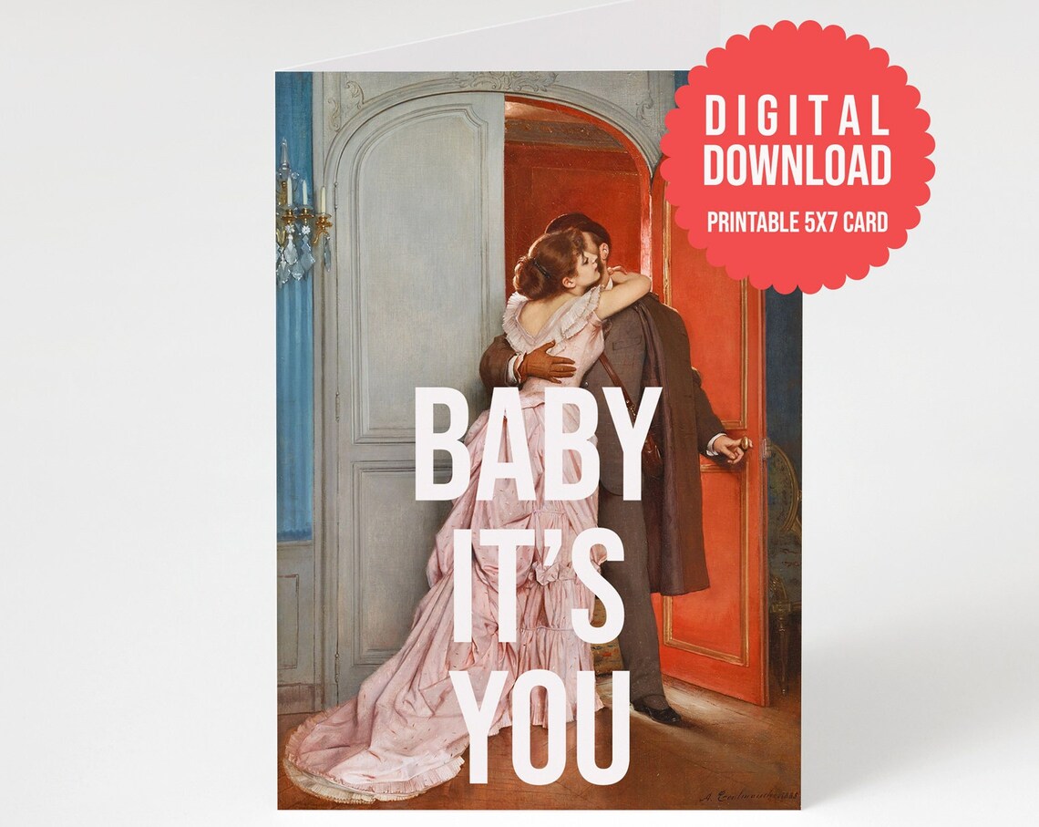 Baby It's You Romantic Couple Vintage Painting Love Card Wall Poster