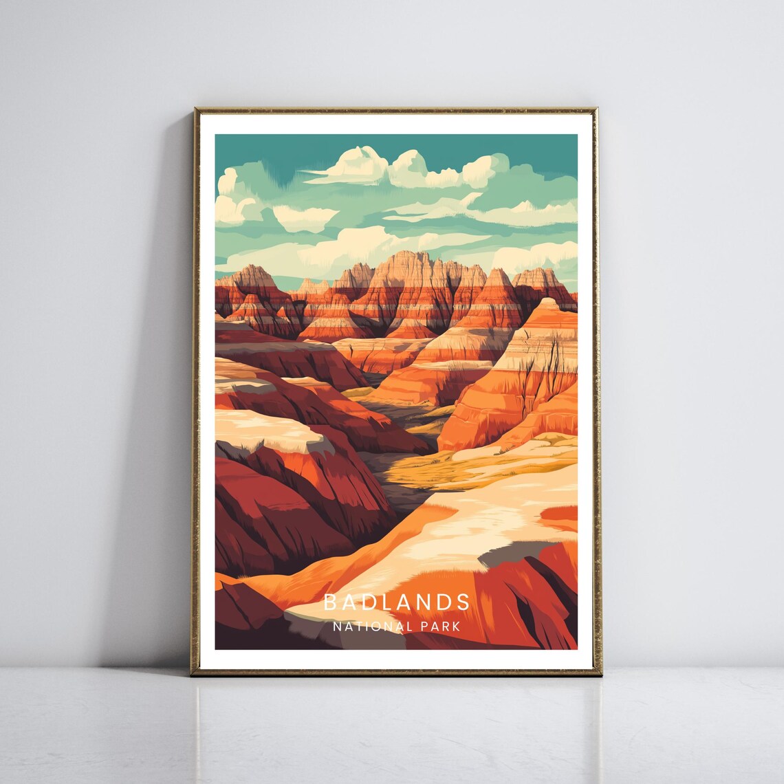 Badlands Sunset Glow Striped Buttes Canyon National Park Poster