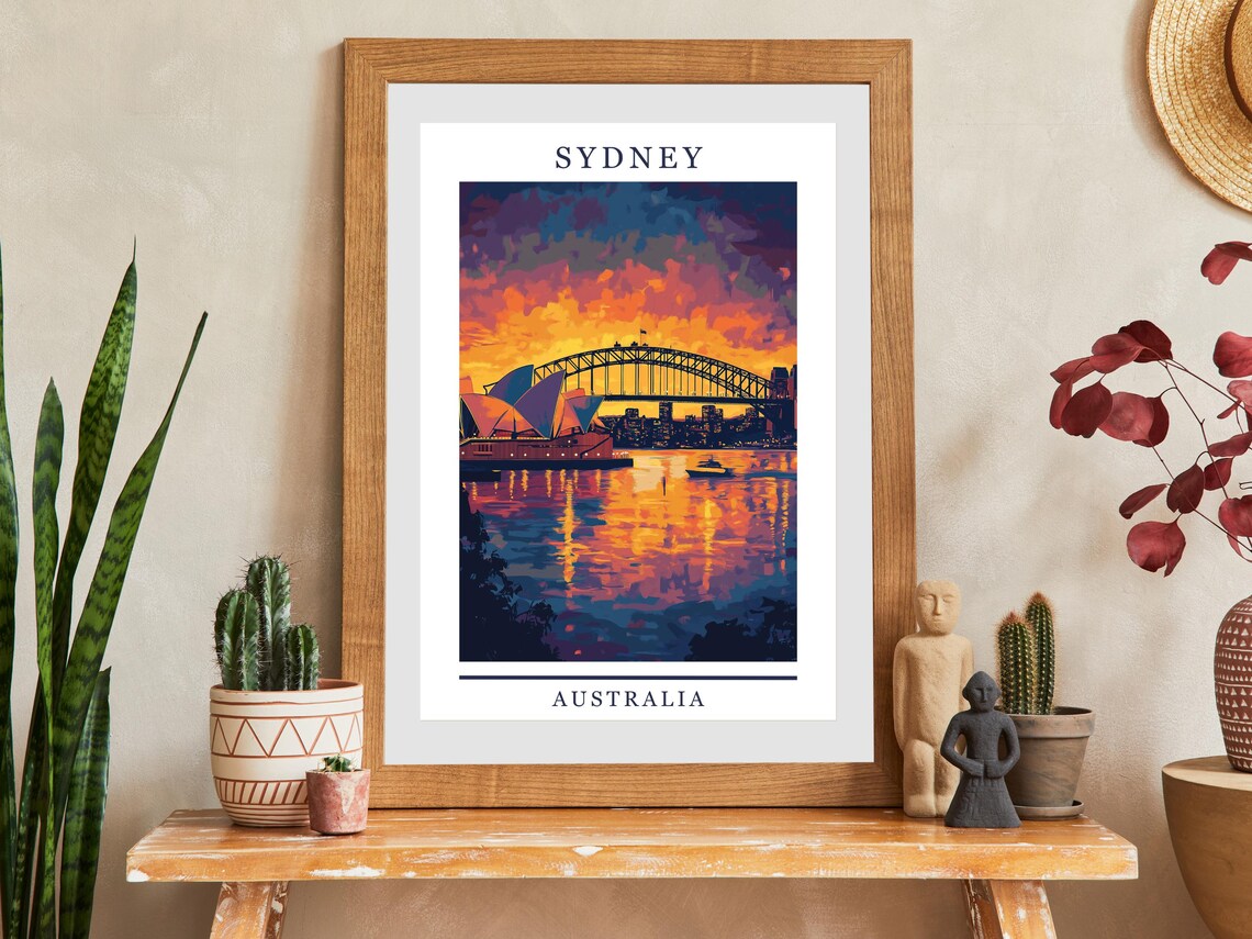 Sydney Australia Opera House Harbour Sunset Skyline Travel Poster - Image 2