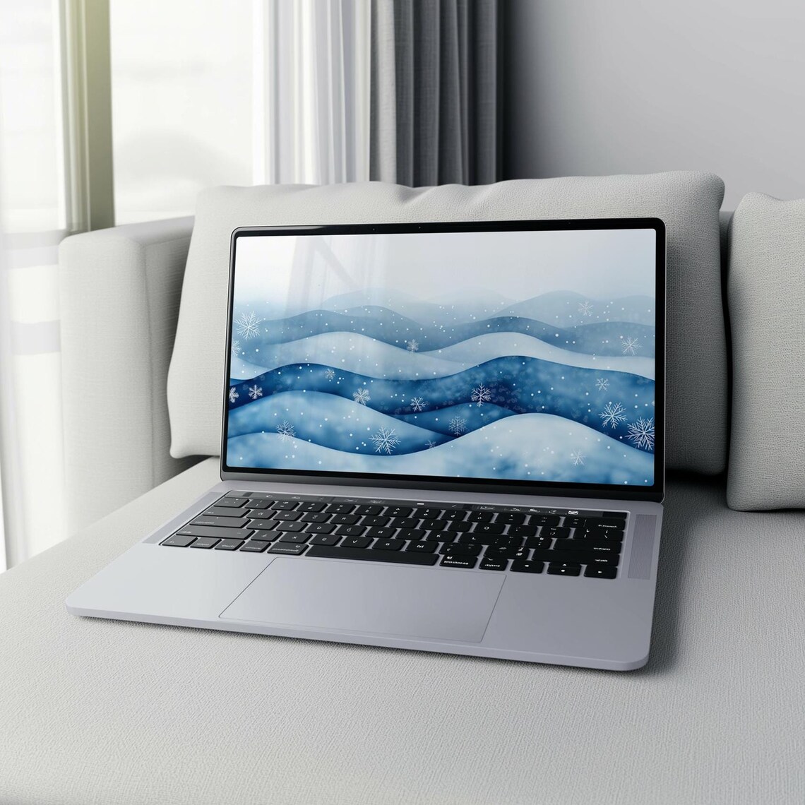 Blue Winter Hills Snowflake Digital Art 16x9 4K Ratio File Poster - Image 8