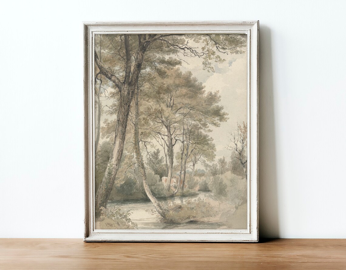 Farmhouse Landscape Art Print, Neutral Country Decor - Image 2