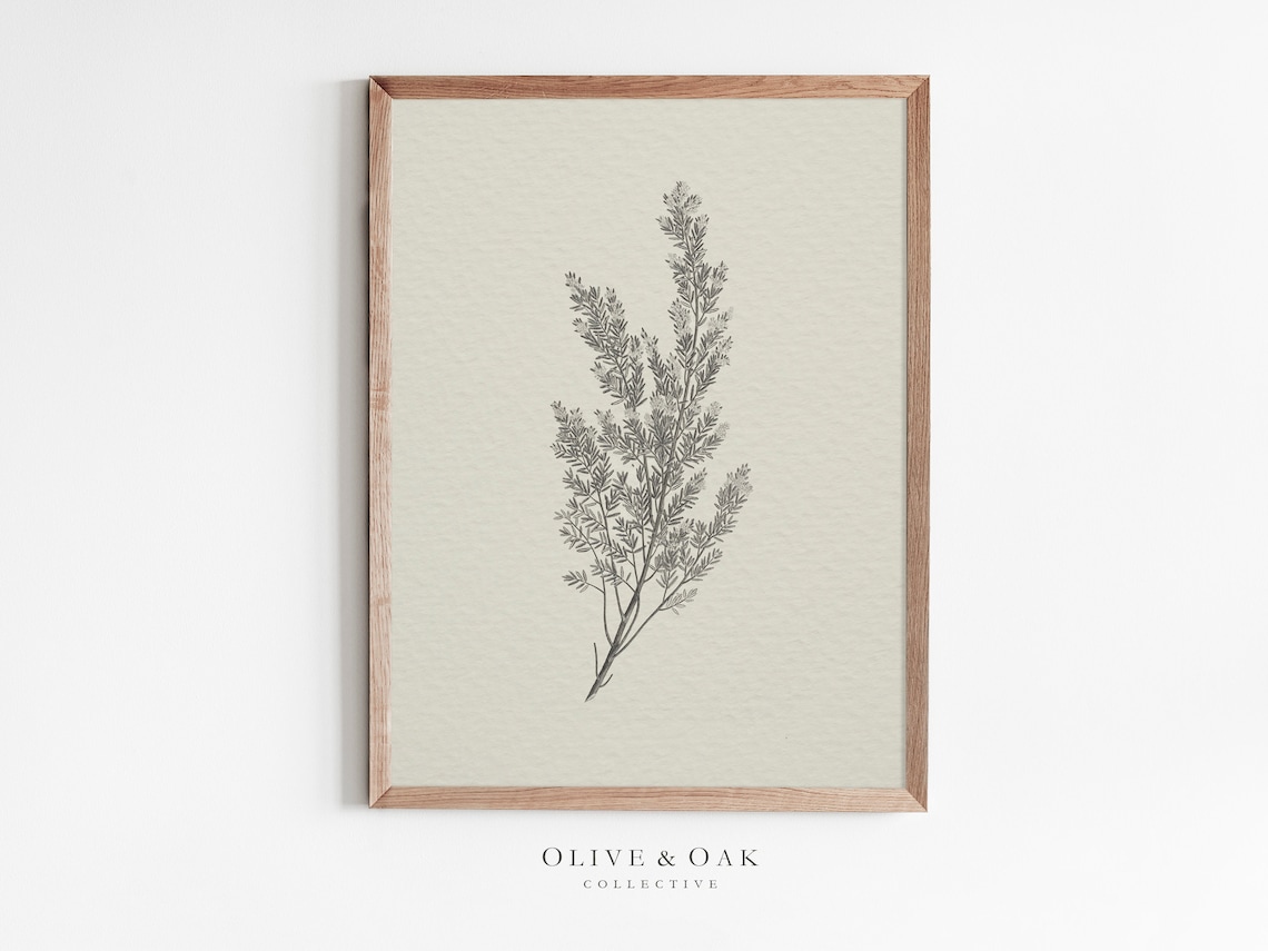 Rustic Botanical Print, Simple Neutral Wall Art