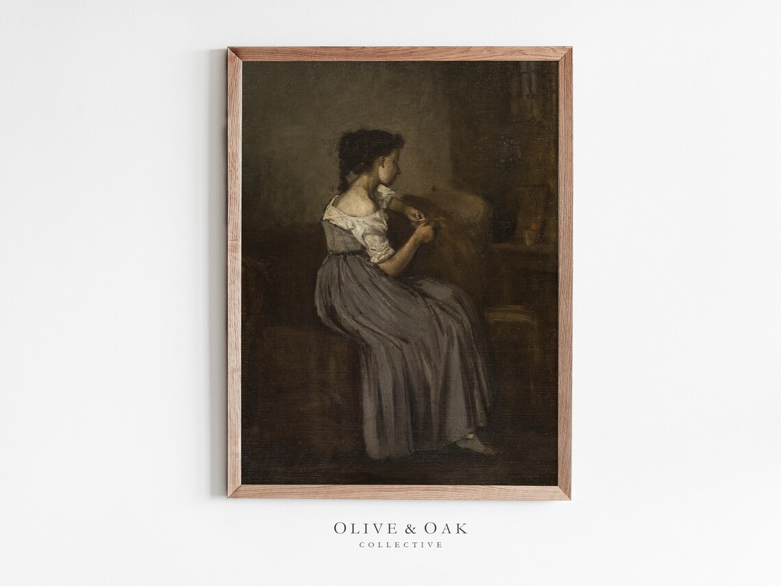 Moody Vintage Portrait Painting, Victorian Art Print