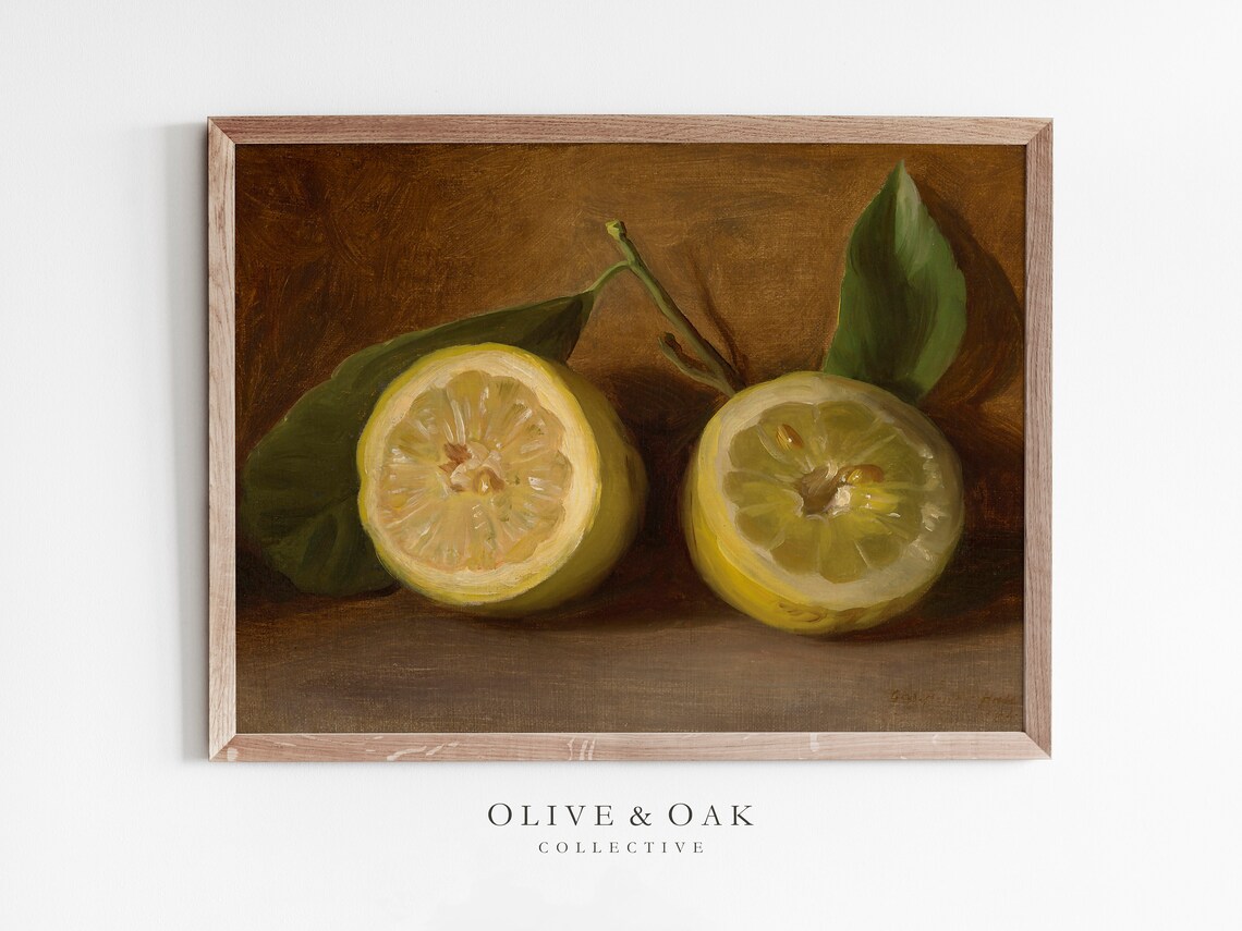 Lemon Vintage Farmhouse Art Print, Country Kitchen