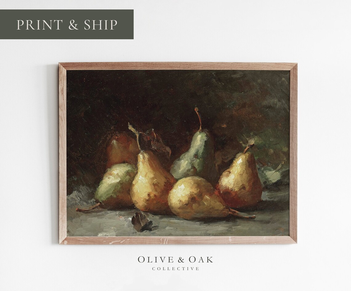 Pear Still Life Painting, Kitchen Decor Art Print