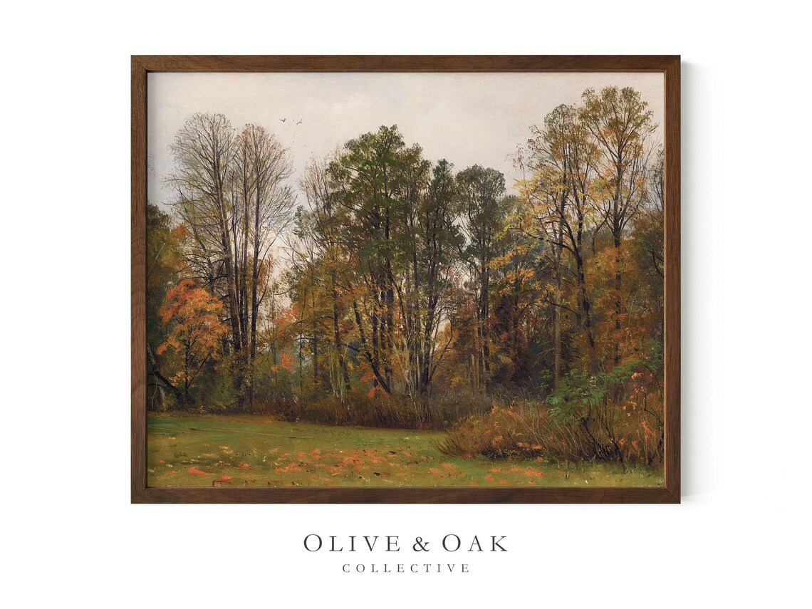 Vintage Fall Landscape Painting, Autumn Scene - Image 2