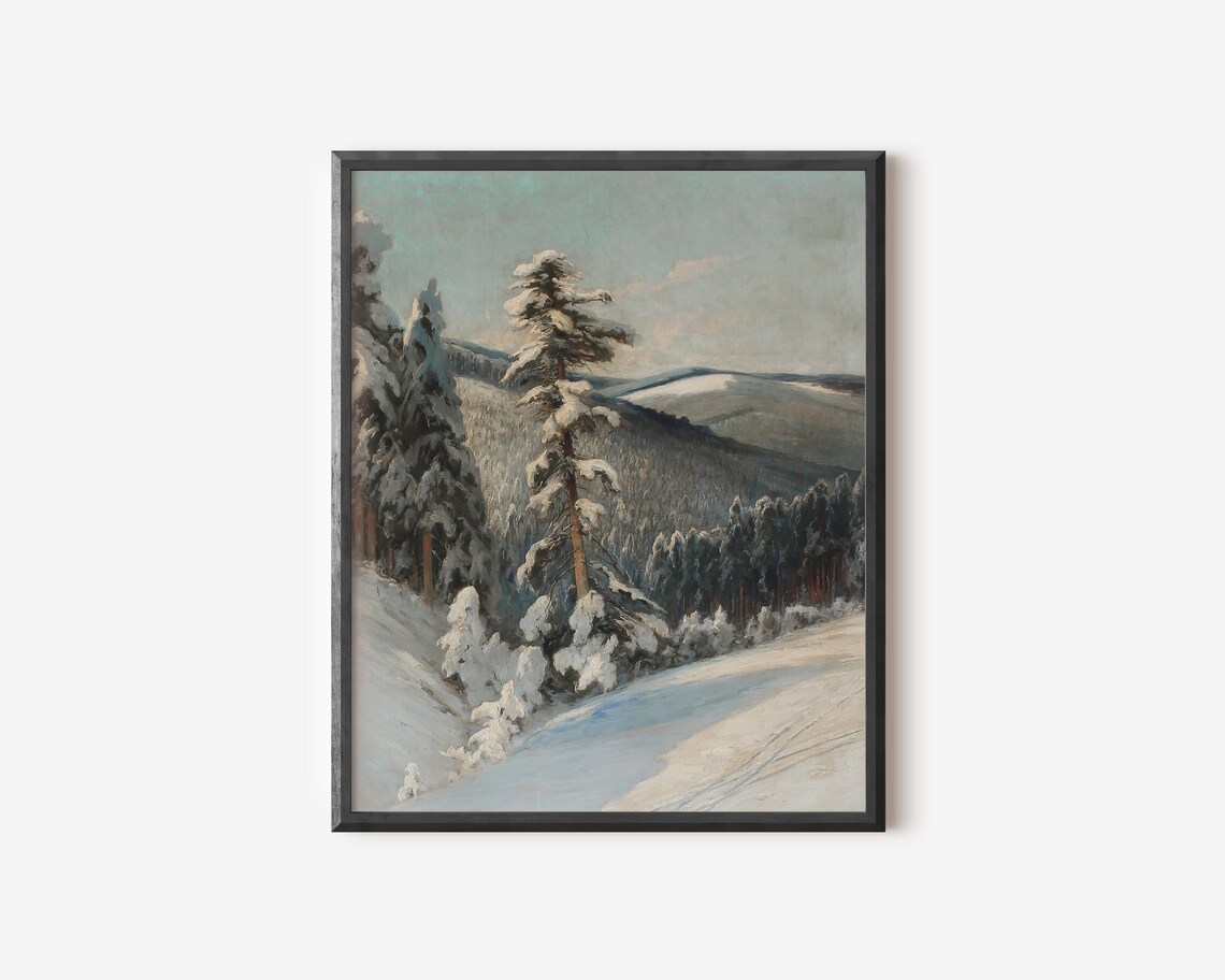 Rustic Winter Landscape Art Print, Snowy Trees - Image 2