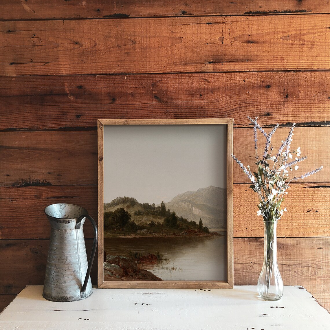 Muted Landscape Lake House Vintage Coastal Art Print - Image 4