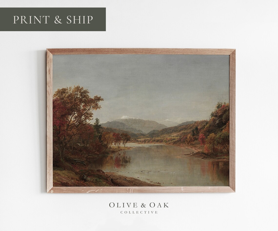 Fall Landscape Painting, Autumn Nature Art Print