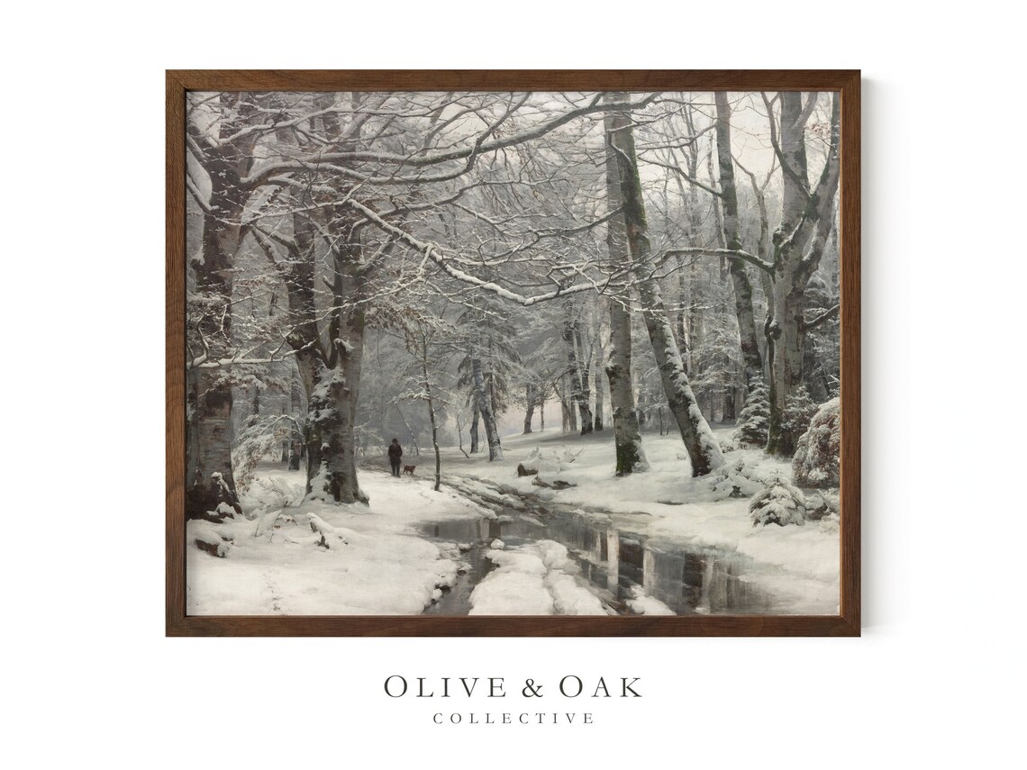 Winter Landscape, Rustic Snow Scene Art Print - Image 2