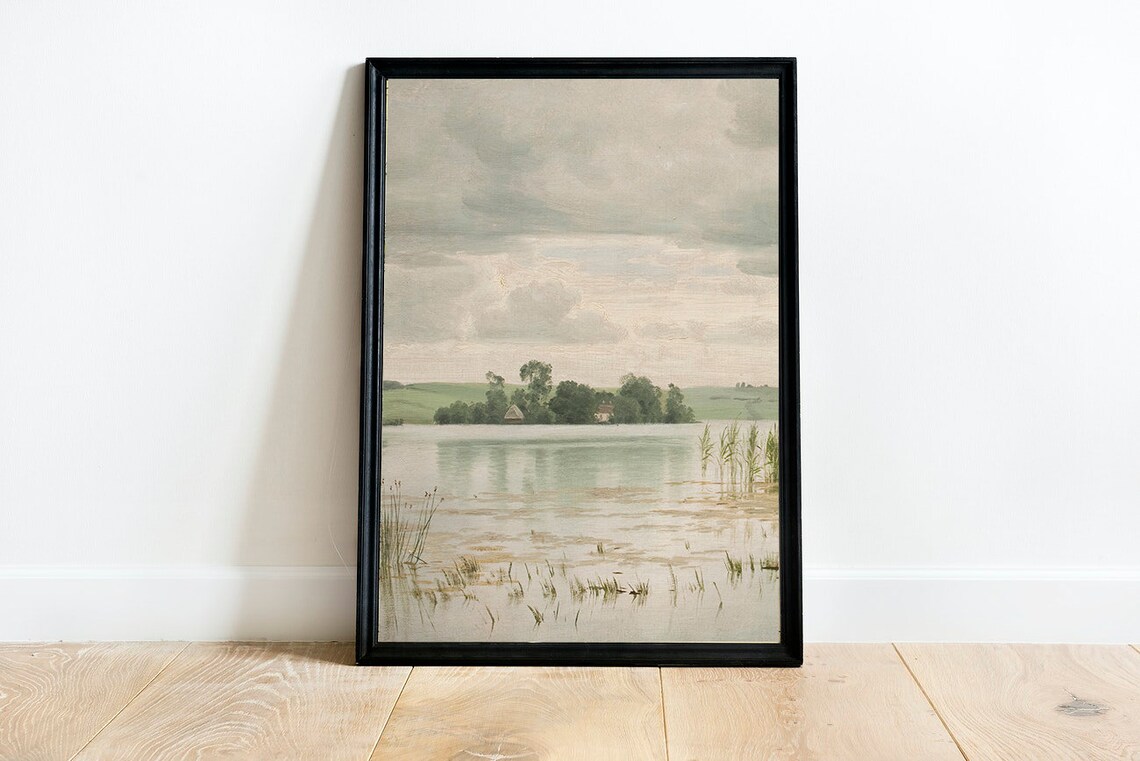 Neutral Landscape Vintage Oil Painting Art Print - Image 4