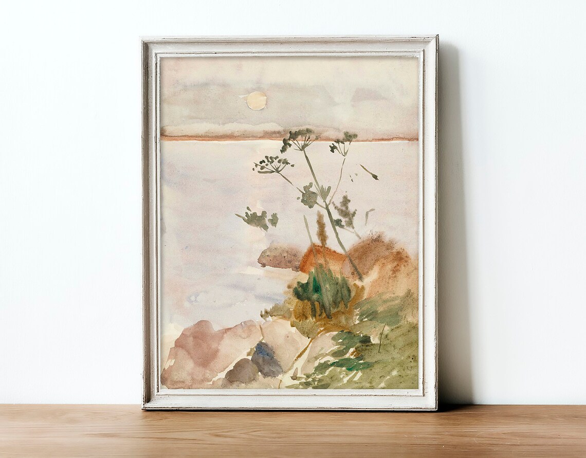 Abstract Watercolor Coastal Landscape Art Print - Image 2