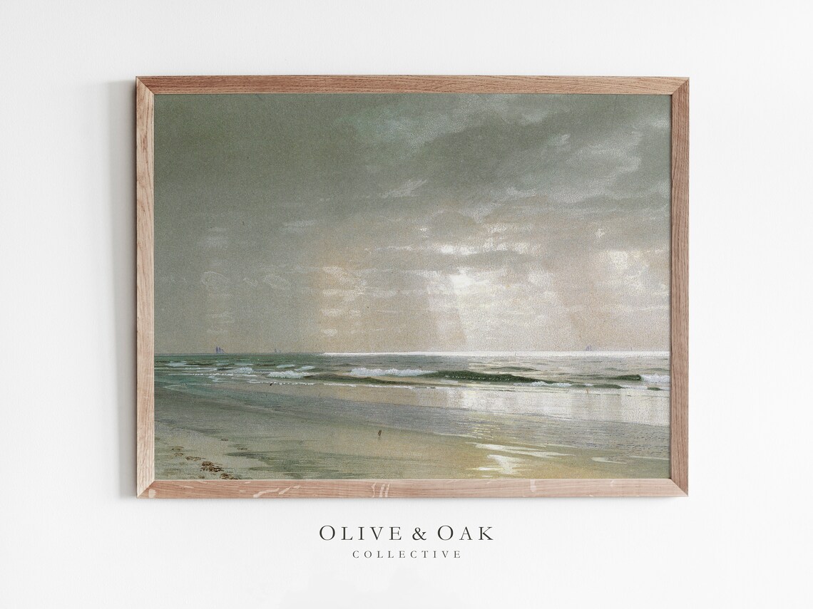 Muted Seascape Painting, Coastal Wall Art Print