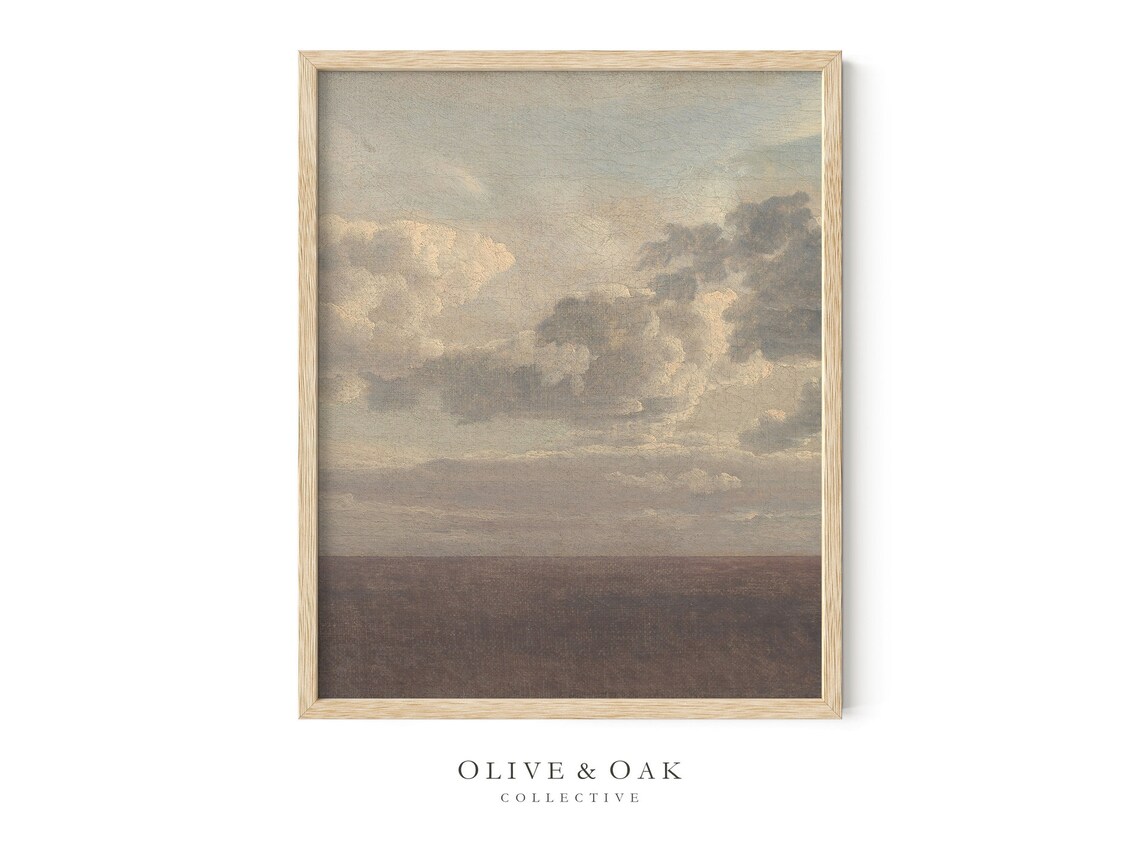 Neutral Cloud Painting, Antique Sky Horizon - Image 4