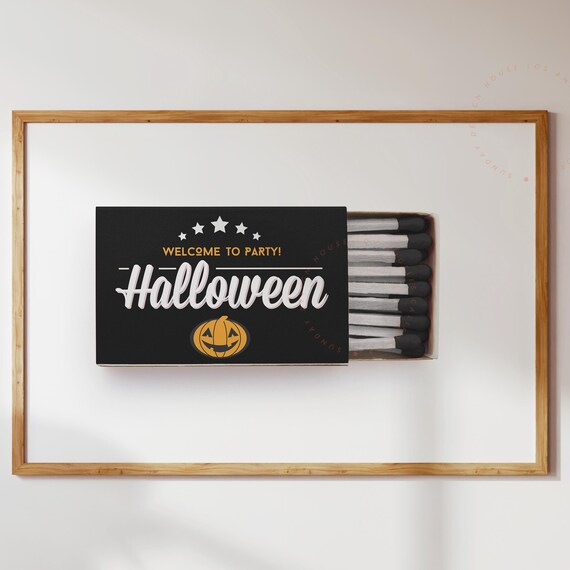 Halloween Poster Spooky Wall Art Vintage Matchbox Print Party Decor Gothic Typography Retro Home