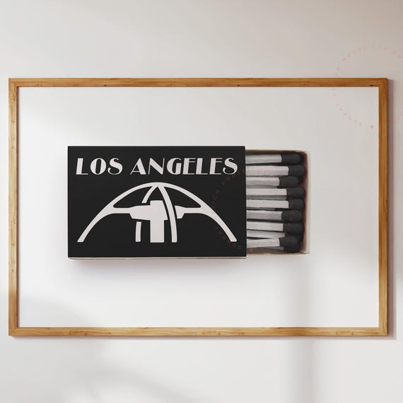 Los Angeles Poster La Wall Art Minimalist Matchbox Print Retro Typography Black And White Decor Modern Birthday Gift