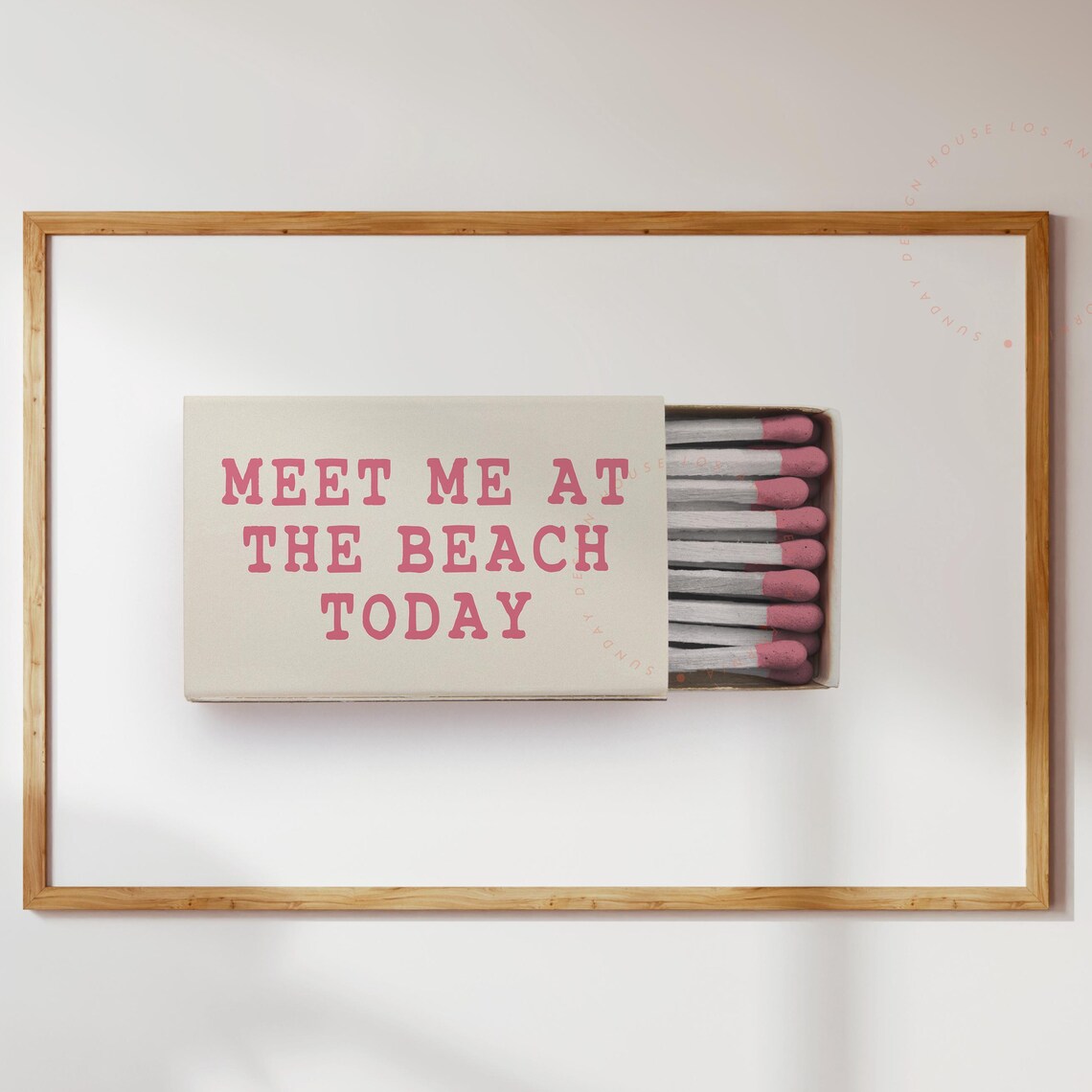 Meet Me at the Beach Today Pink Matchbox Art Coastal Trendy Wall Poster